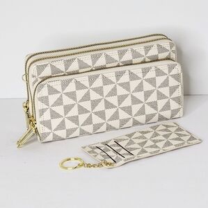 White Three-Layer Leather Crossbody Shoulder & Clutch Bag or Wristlet